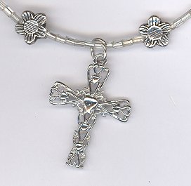 Cross Necklace w/ Flowers