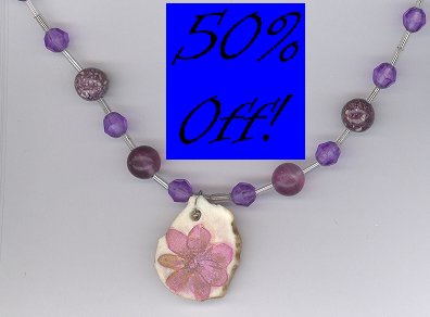 7 Petal Lilac Flower Necklace w/ Amethyst-50% OFF!!