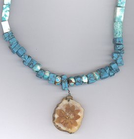 EXTREMELY RARE 9 Petal Lilac Necklace w/ Turquoise
