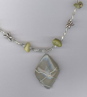 Glow in the Dark Moonstone Necklace w/ Yellow Turquoise