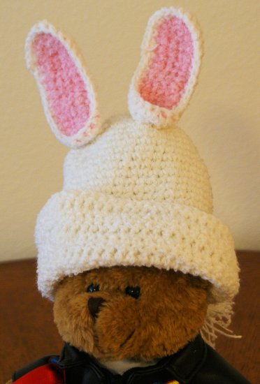 White Bunny Easter Hat with tail for Newborns