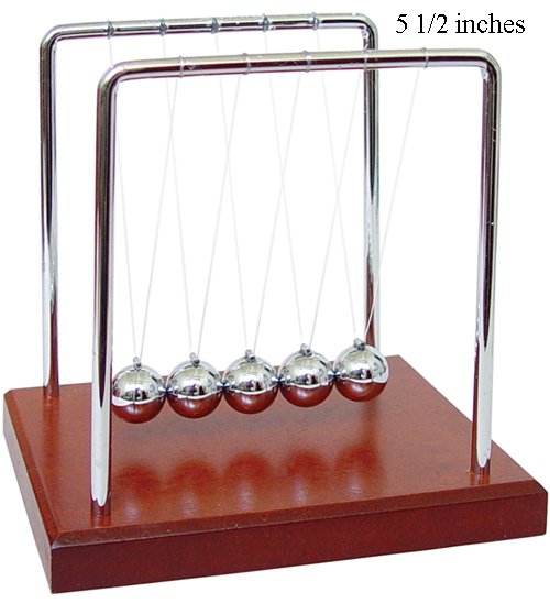 Newtons Cradle Balance Balls Wood Base law NEW 5 1/2"
