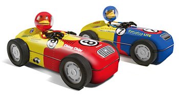 Red #8 Hot Rod Monkey Bender Toy Tin Race Slot Cars NEW