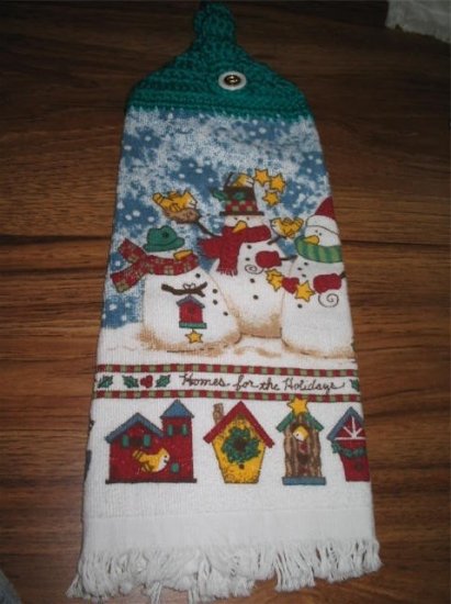 Handcrafted Kitchen Towels Christmas Design Snowmen ~ T5