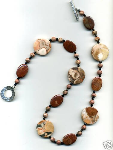 Big Jasper and Fossil Coral Necklace