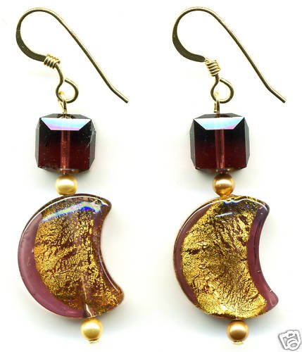 Venetian Glass, Turquoise and Crystal Earrings