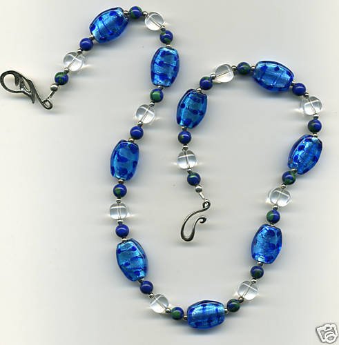 Blue Leopard-Spotted Bead Necklace