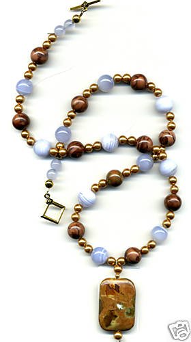 Jasper and Blue Lace Agate Necklace