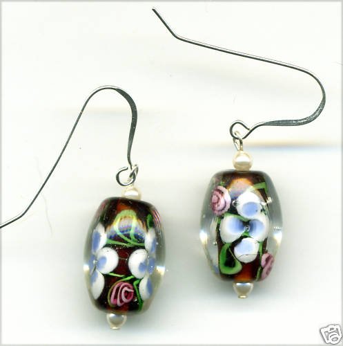 Italian flower bead earrings