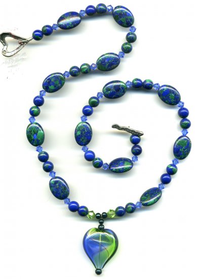 Blue Glass Heart Necklace