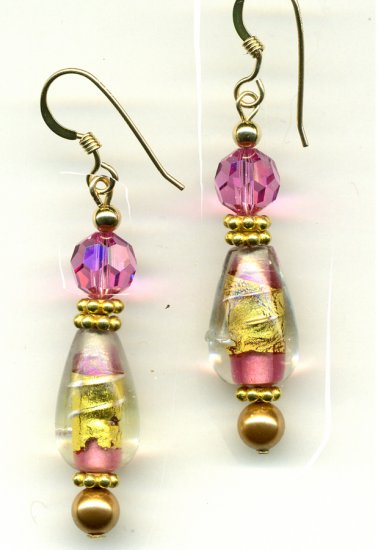 Pink and Gold Earrings