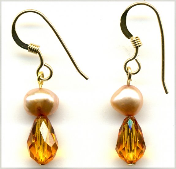 Little Topaz Crystal and Pearl Earrings