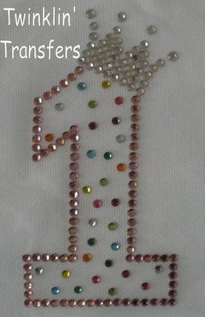 Rhinestone Iron On Transfer PRINCESS 1st BIRTHDAY 1 ONE