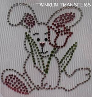 Rhinestone Iron On Transfer EASTER BUNNY TULIP SPRING