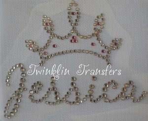 Rhinestone Transfer Iron On PERSONALIZED PRINCESS TIARA