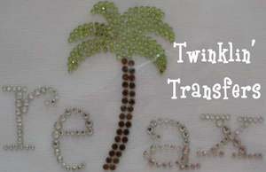 Rhinestone Transfer Iron On PALM TREE RELAX SUMMER