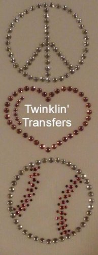 Rhinestone Transfer Iron On PEACE LOVE BASEBALL HEART