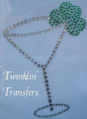 Rhinestone Transfer Hot Fix Iron On SHAMROCK MARTINI