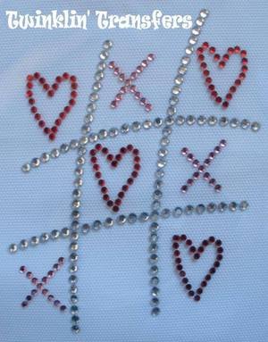 Rhinestone Transfer Hot Fix Iron On HEART TIC TAC TOE