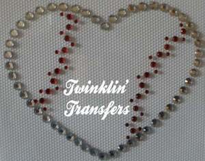 Rhinestone Transfer Iron On LOVE BASEBALL HEART