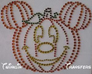 Rhinestone Iron On Transfer MICKEY PUMPKIN HALLOWEEN