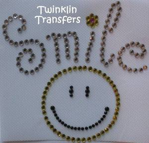 Rhinestone Hot Iron On Transfer RETRO SMILE HAPPY FACE