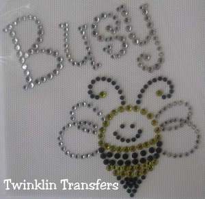 Rhinestone Iron On Transfer BUSY BEE BUMBLEBEE BUG