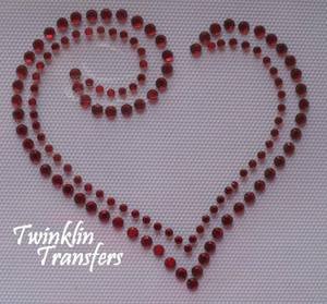 Rhinestone Hot Fix Iron On Transfer VALENTINE HEART RED