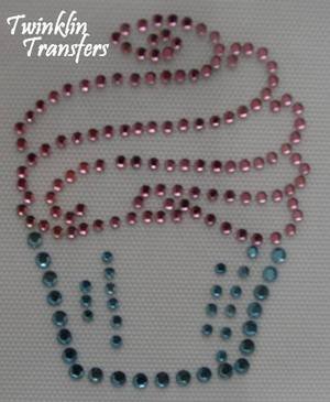 Â Rhinestone Hot Fix Iron On Transfer CUPCAKE SWIRL PINK