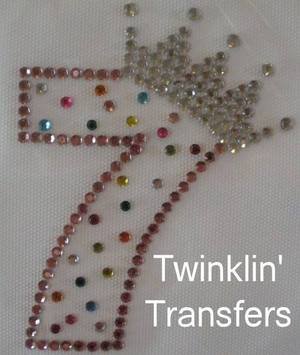 Rhinestone Transfer Iron On PRINCESS 7th BIRTHDAY SEVEN
