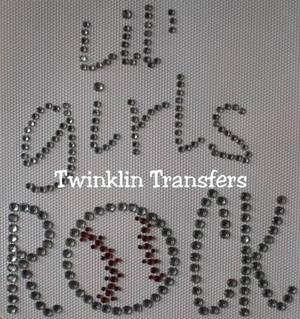 Rhinestone Iron On Transfer BASEBALL LIL GIRLS ROCK
