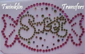 Rhinestone Hot Fix Iron On Transfer SWEET CANDY PINK