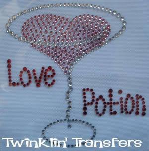 Rhinestone Transfer Hot Fix Iron On HEART LOVE MARTINI