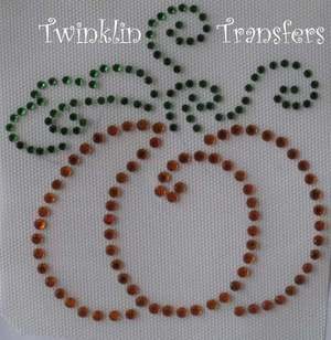 Rhinestone Iron On Transfer FALL PUMPKIN HALLOWEEN