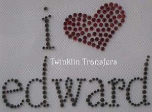 Rhinestone Transfer Iron On TWILIGHT I HEART EDWARD