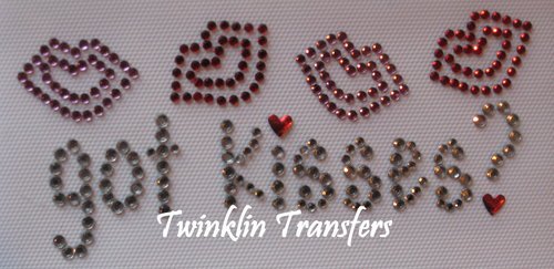 Rhinestone Iron On Transfer GOT KISSES LIPS VALENTINES