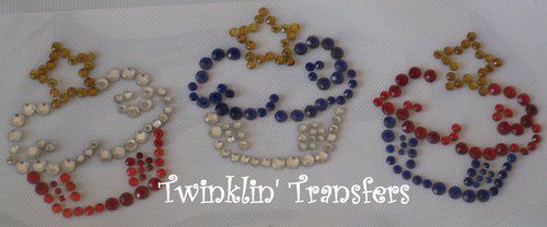 Rhinestone Hot Fix Iron On Transfer PATRIOTIC CUPCAKES