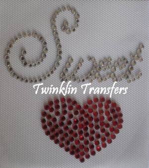 Rhinestone Hot Fix Iron On Transfer SWEET HEART RED
