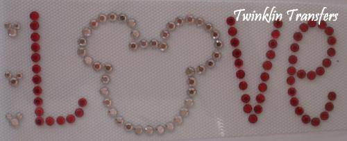 Rhinestone Hot Fix Iron Transfer LOVE MICKEY VALENTINE