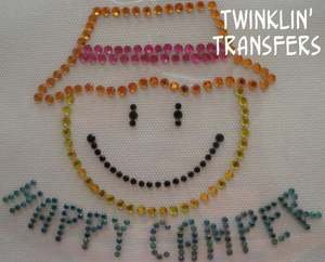 Rhinestone Transfer Iron SMILE SUMMER CAMP HAPPY CAMPER