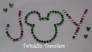 Rhinestone Hot Fix Iron On Transfer CHRISTMAS JOY