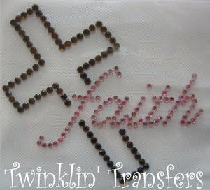 Rhinestone Transfer Hot Fix Iron On FAITH CROSS PINK