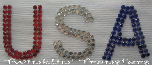 Rhinestone Transfer Hot Fix Iron On USA PATRIOTIC