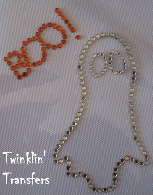 Rhinestone Hot Fix Iron On Transfer HALLOWEEN GHOST BOO