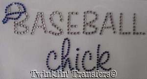 Rhinestone Iron On Transfer BASEBALL CHICK CAP HAT