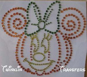 Rhinestone Iron On Transfer MINNIE PUMPKIN HALLOWEEN
