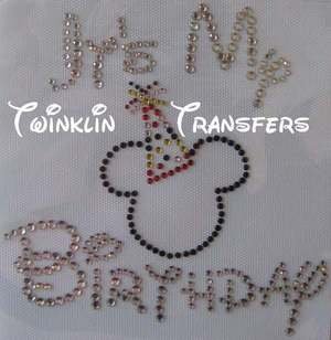Rhinestone Hot Iron On Transfer DISNEY BIRTHDAY MICKEY
