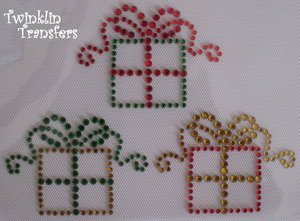 Rhinestone Iron On Transfer CHRISTMAS GIFTS PRESENTS