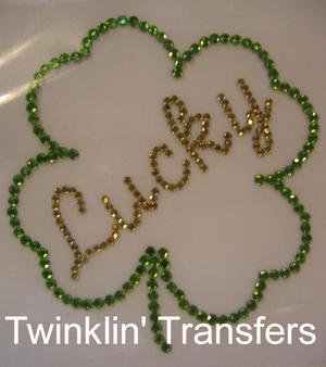 Rhinestone Transfer Hot Fix Iron On LUCKY SHAMROCK