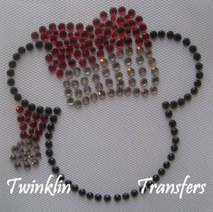 Rhinestone Hot Fix Iron On Transfer SANTA HAT MICKEY